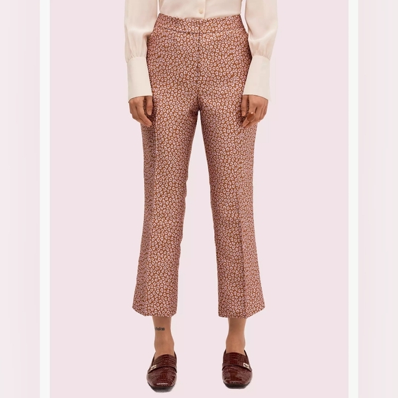 NWT Kate Spade Flora Leopard Jaquard Pant - Sz 4 - Picture 1 of 16